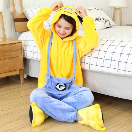 Cute Minions Costume Onesie Pajama Halloween Outfit for Adults & Teens