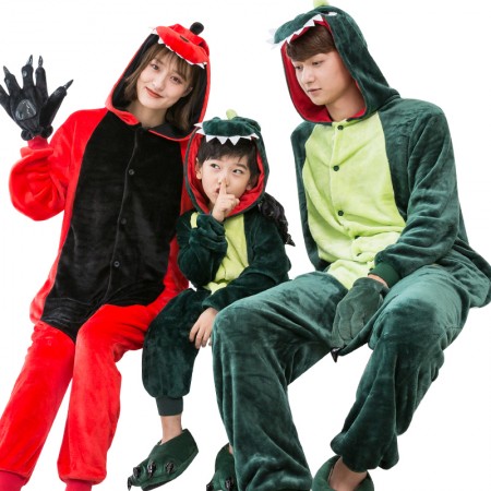 Dinosaur Costume Family Matching Onesies for Women & Men Pajamas Halloween Outfit