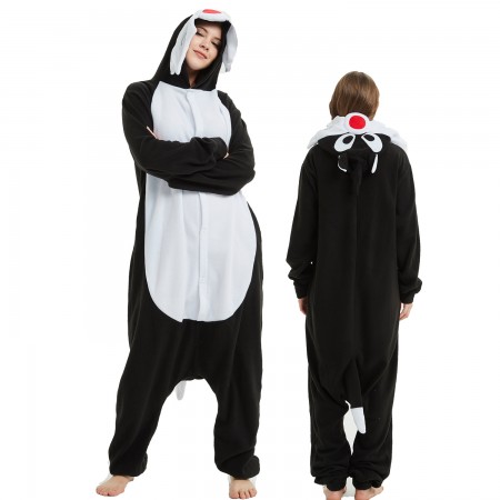 Black Wolf Onesie Costume Pajama for Adult Women & Men Halloween Costumes