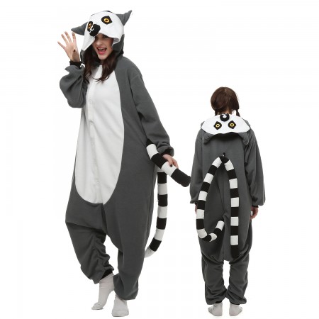 Lemur Costume Onesie Pajamas Adult Animal Onesie for Women & Men