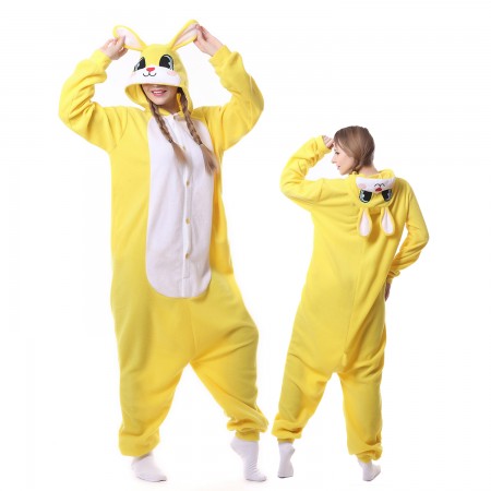 Yellow Rabbit Costume Onesie Pajamas Adult Animal Costumes for Women & Men