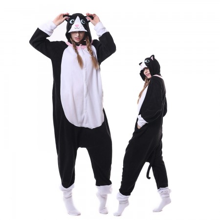 Black Cat Costume Onesie Pajamas Adult Animal Costumes for Women & Men