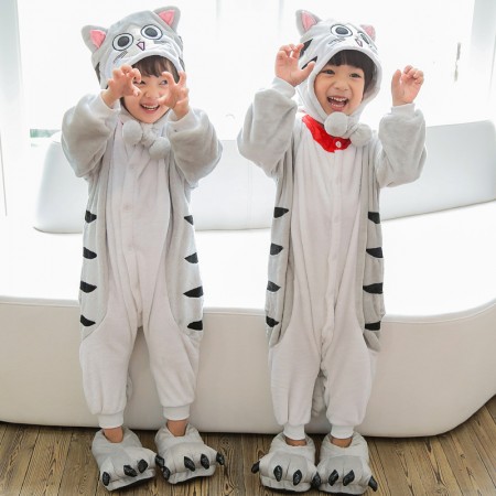 Kids Cheese Cat Onesie Costume Pajama for Boys & Girls With Hood