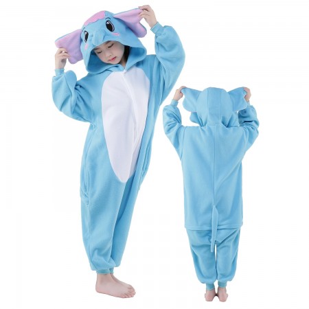 Blue Elephant Onesie Costume Pajama Kids Animal Outfit for Boys & Girls