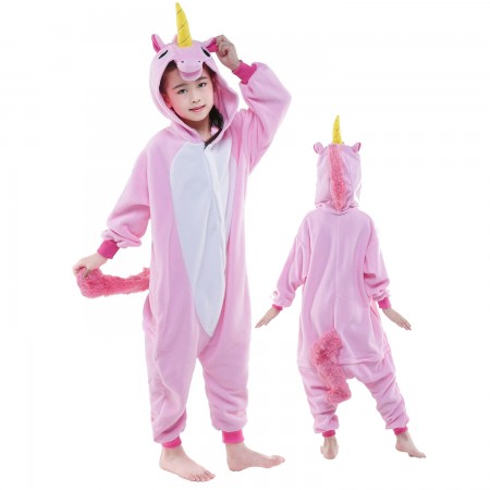 Kids Pink Unicorn Onesie Costume Pajama Animal Outfit for Boys & Girls