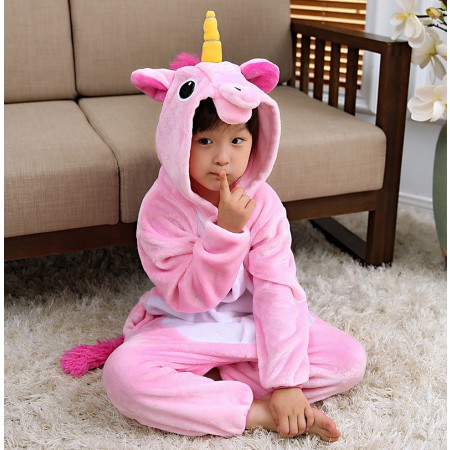 Kids Pink Unicorn Costume Onesie Pajama Animal Outfit for Boys & Girls