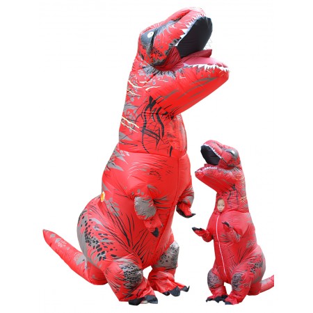 Inflatable Dinosaur Costume Halloween Funny Blow Up T Rex Costumes for Adult & Kids Red