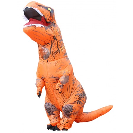 Inflatable Dinosaur Costume Halloween Funny Blow Up T Rex Costumes for Adult & Kids Orange
