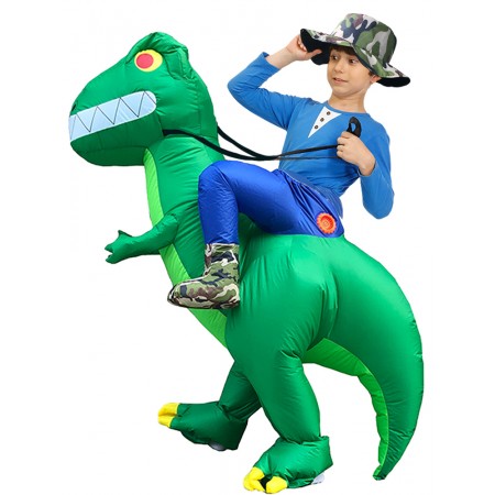 Kid Inflatable Dinosaur Costume Riding T Rex Blow up Deluxe Halloween Party Costumes