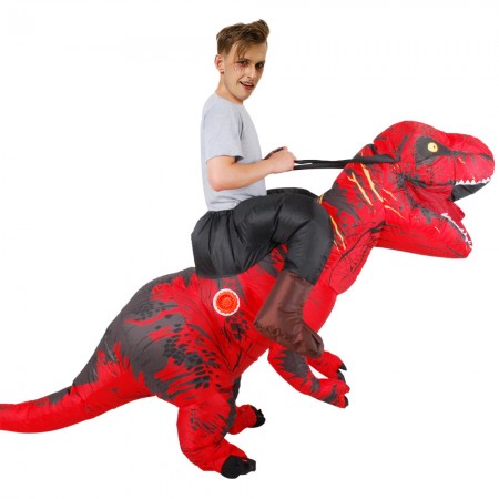 Inflatable Dinosaur Costume Riding T Rex Blow up Deluxe Halloween Costumes Red