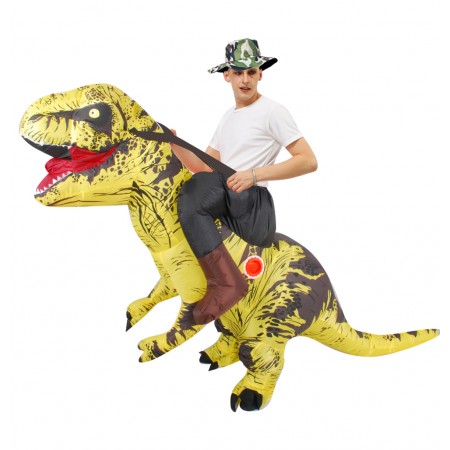 Inflatable Dinosaur Costume Riding T Rex Blow up Deluxe Halloween Costumes Yellow