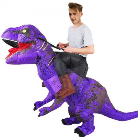 Inflatable Dinosaur Costume Riding T Rex Blow up Deluxe Halloween Costumes Purple