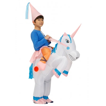 Kids Inflatable Unicorn Costume Halloween Blow Up Ride On Funny Costumes