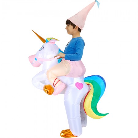 Kids Blow Up Unicorn Costume Halloween Inflatable Ride On Funny Costumes