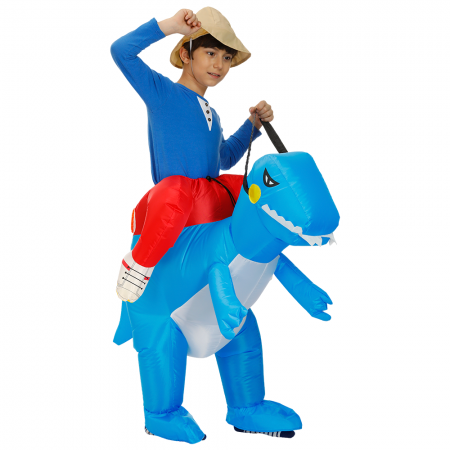 Kids Inflatable Blue Dinosaur Costume Halloween Blow Up Ride On Funny Costumes