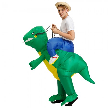 Inflatable Green Dinosaur Costume Halloween Blow Up Ride On Funny Costumes For Adult & Kids