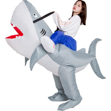 Inflatable Shark Costumes Halloween Blow Up Ride On Funny Outfit