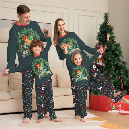 Cartoon Printed Matching Family Christmas Pajama Sets Holiday Lounge Set