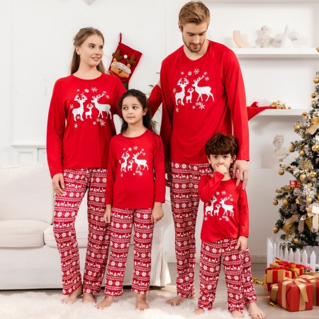 Red Elk Family Christmas Pajamas Matching Sleepwear