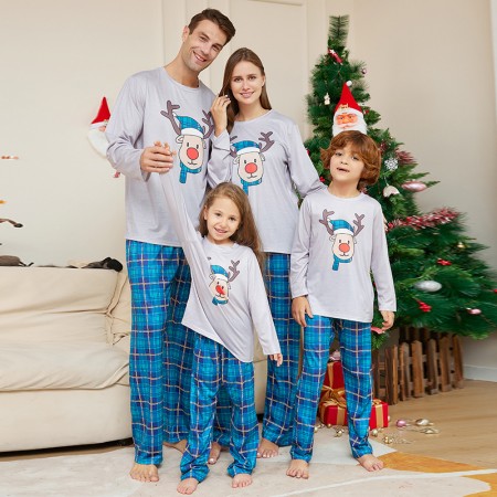 Christmas Matching Family Pajamas Cartoon Elk Pattern Homewear Set