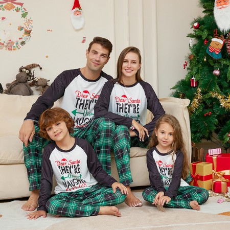 Christmas Pajamas Green Plaid Family Sleepwear Set Christmas Pj's