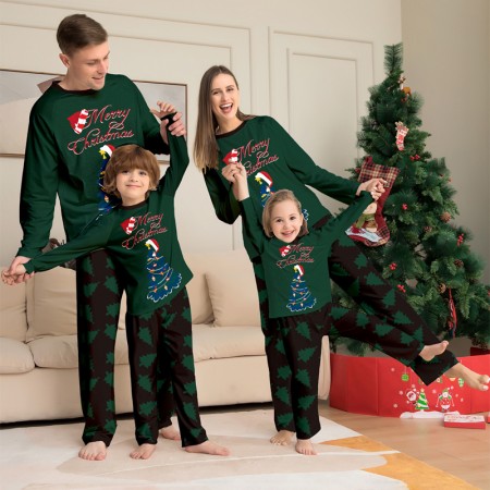 Christmas Pajamas Xmas Tree Santa Claus Print Family Pjs Matching Sets Loungewear Outfit