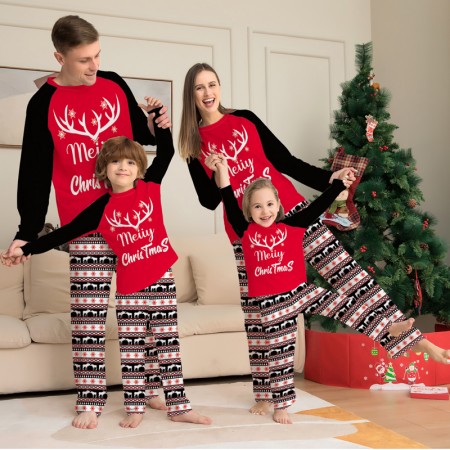 Christmas Pajamas Cartoon Family Sleepwear Color Matching Festive Pjs