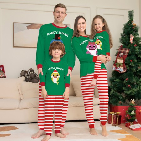 Cartoon Shark Christmas Pajamas Family Xms Jammies Festival Pjs Sleepwear