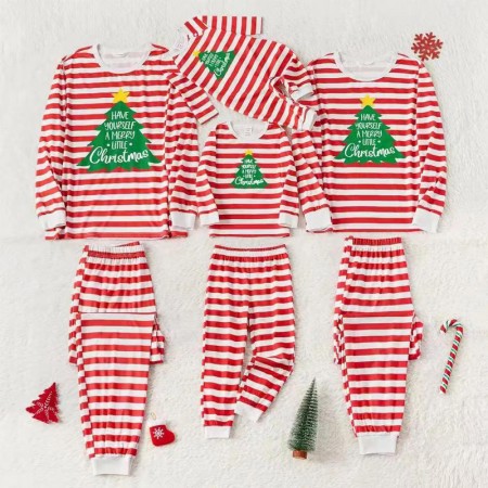 Christmas Pajamas Tree Striped Prints Family Xmas Jammies Matching Holiday Pajamas